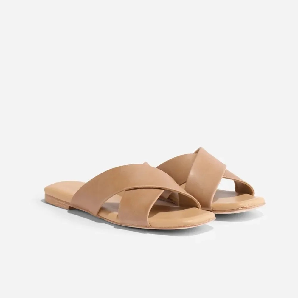 Nisolo Catalina Almond Leather Slide Sandals Size 10